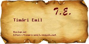 Timári Emil névjegykártya